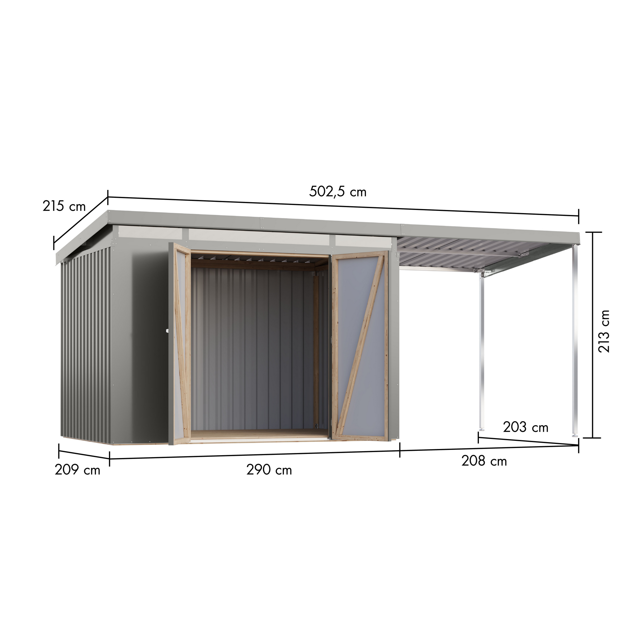 Metallgerätehaus-Set 'Taurus 3' graualuminium 497 x 213 x 209 cm