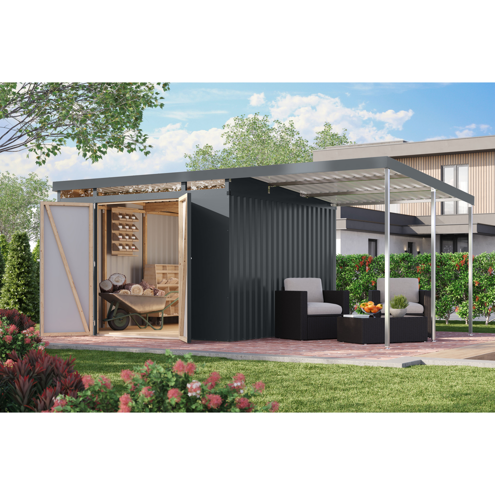 Metallgerätehaus-Set 'Taurus 3,5' anthrazit 497 x 213 x 292 cm