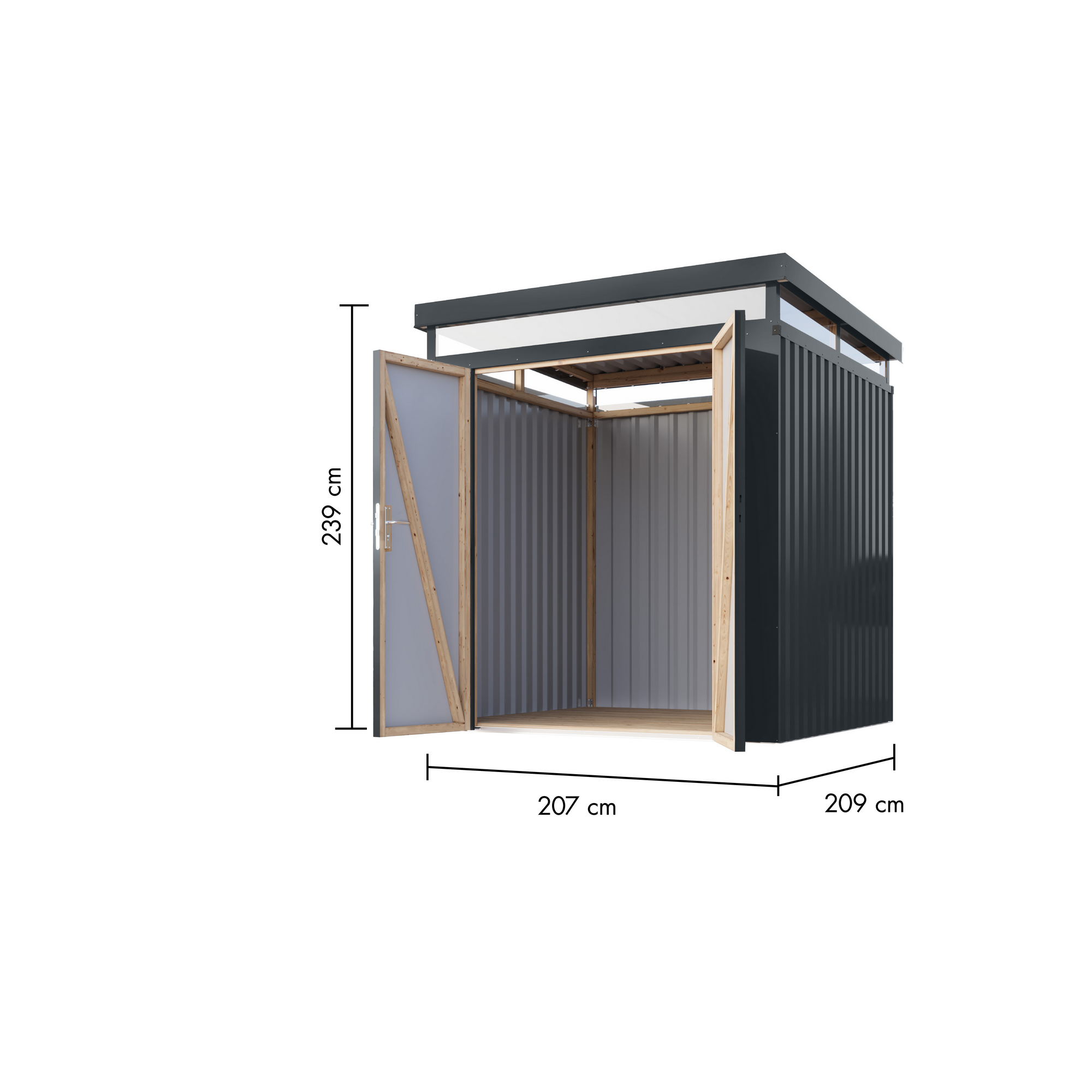 Metallgerätehaus 'Daro 2' anthrazit 207 x 239 x 209 cm