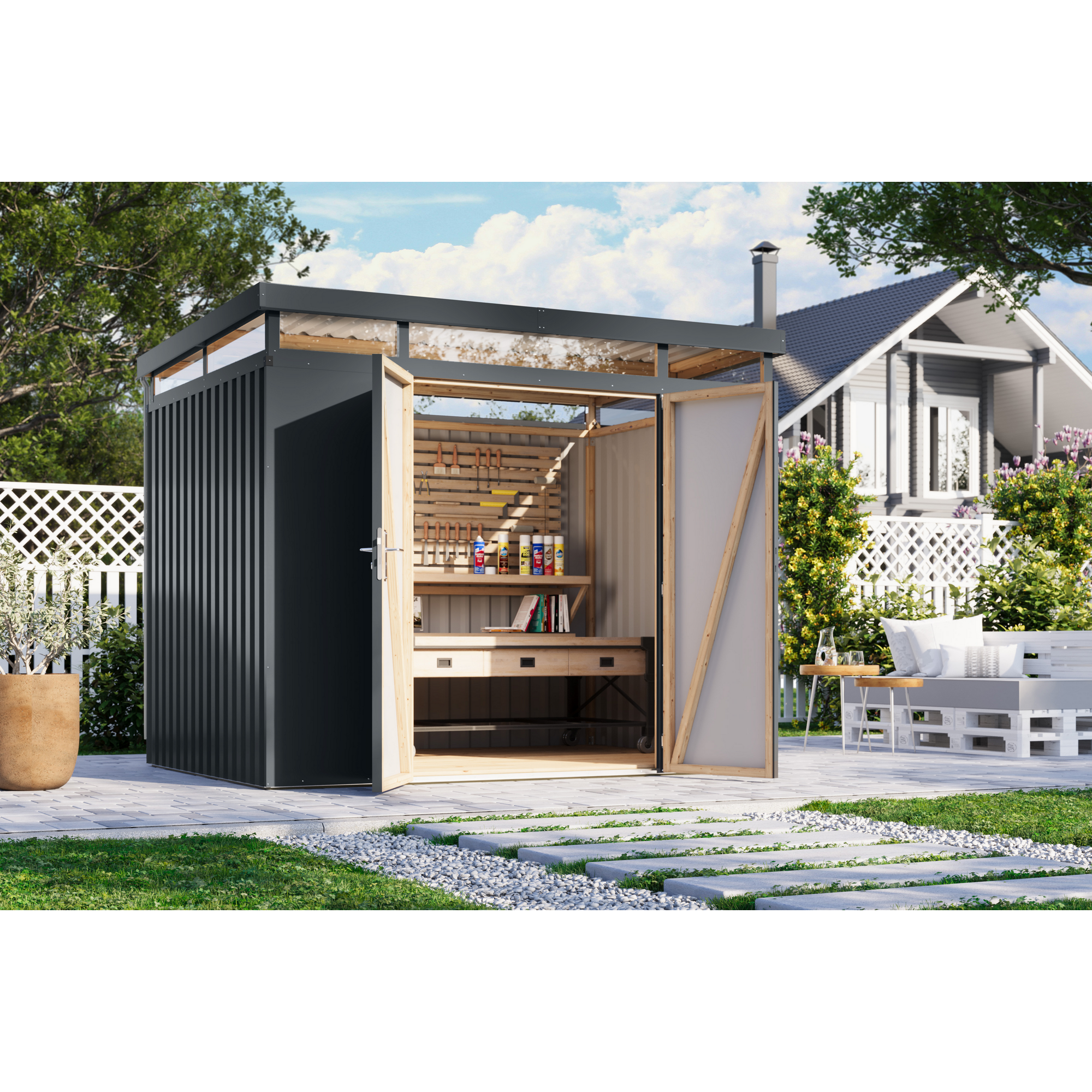 Metallgerätehaus 'Daro 3' anthrazit 290 x 239 x 209 cm