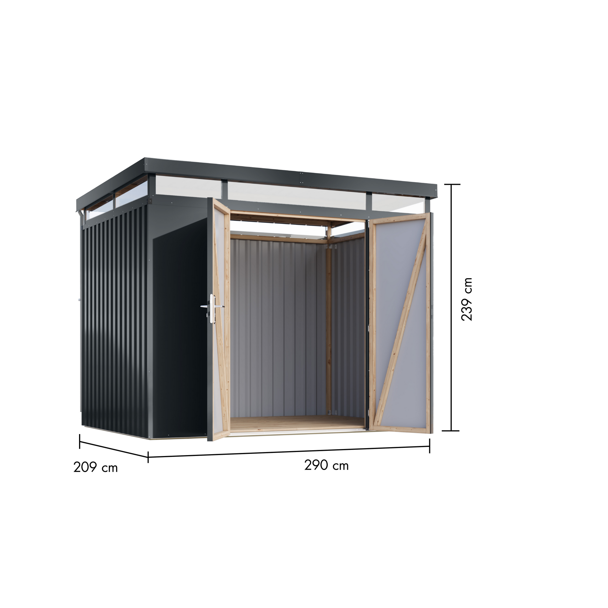 Metallgerätehaus 'Daro 3' anthrazit 290 x 239 x 209 cm