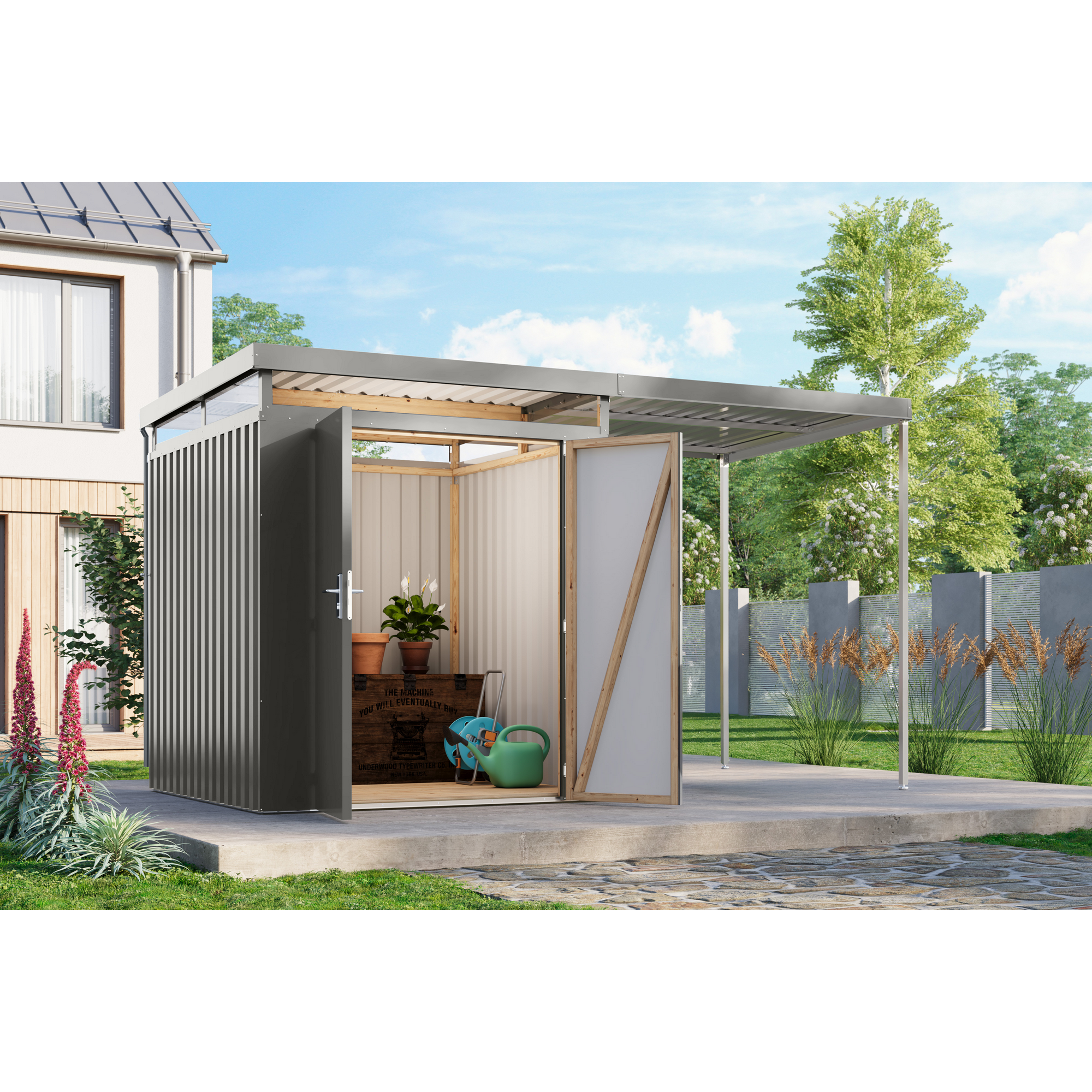 Metallgerätehaus-Set 'Daro 2' graualuminium 414 x 239 x 209 cm