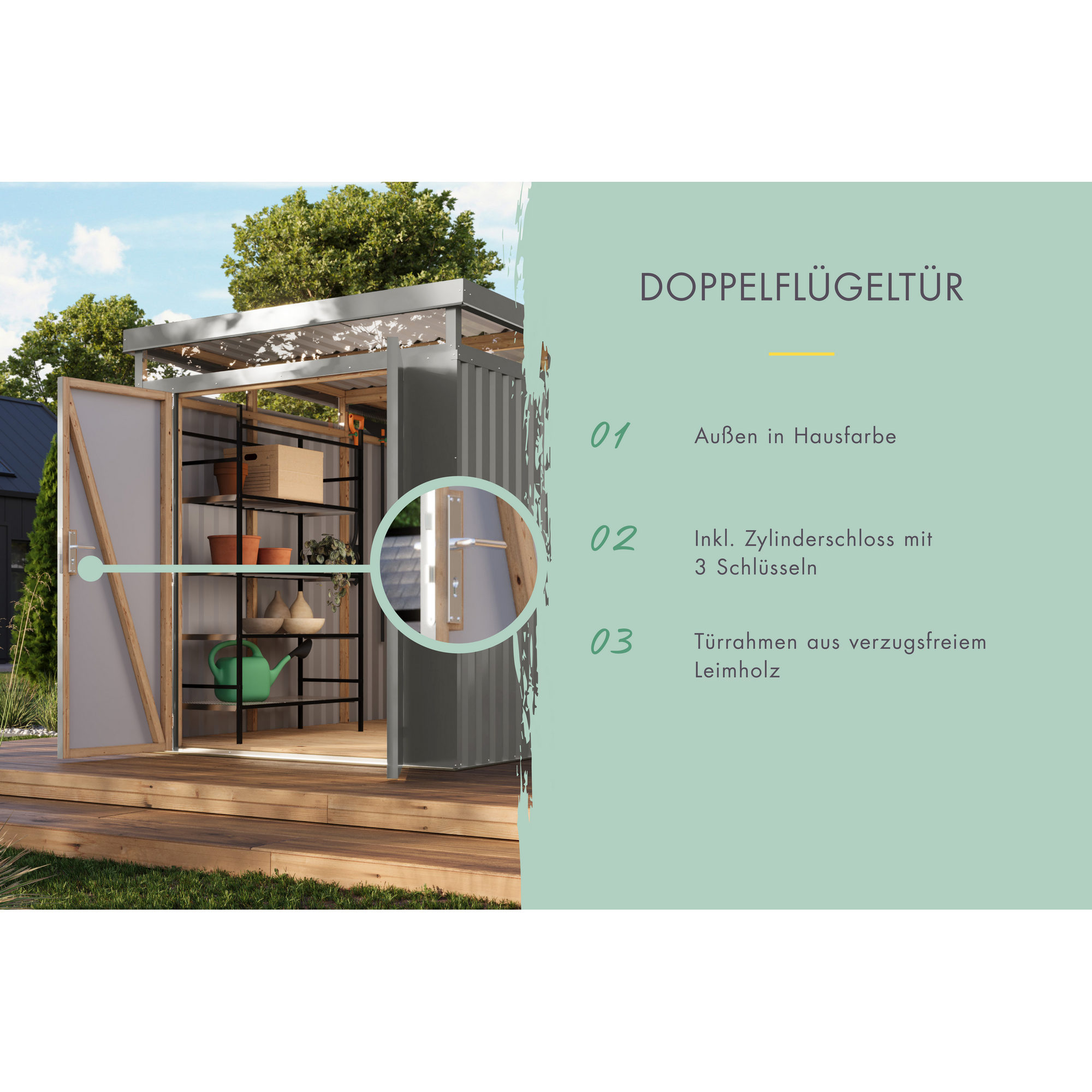 Metallgerätehaus-Set 'Daro 2' graualuminium 414 x 239 x 209 cm