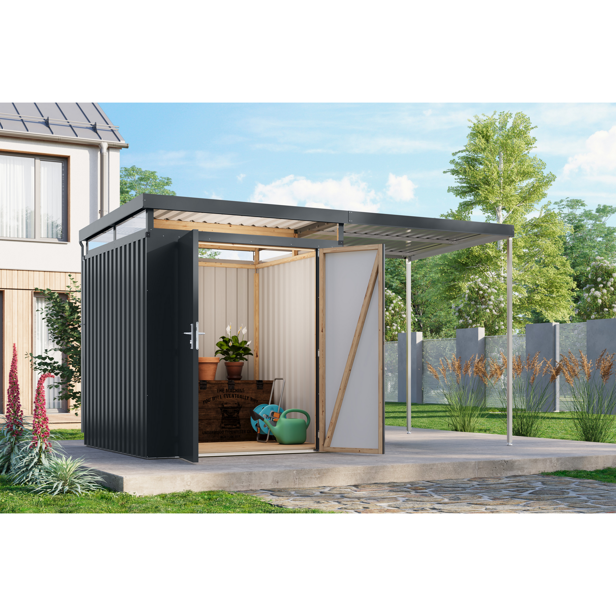 Metallgerätehaus-Set 'Daro 2' anthrazit 414 x 239 x 209 cm