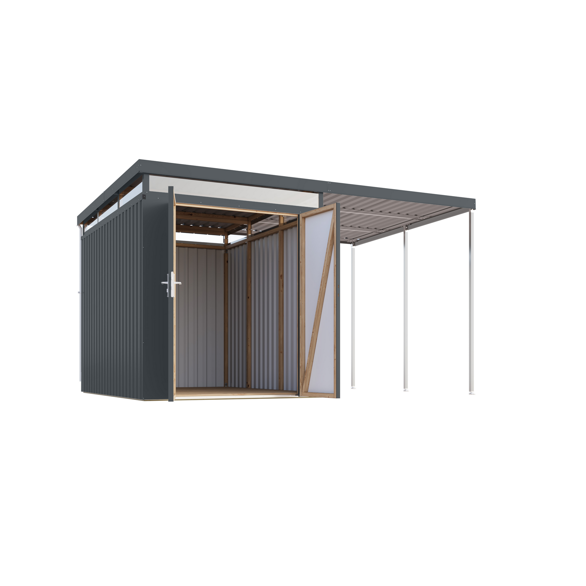 Metallgerätehaus-Set 'Daro 2,5' anthrazit 414 x 239 x 292 cm