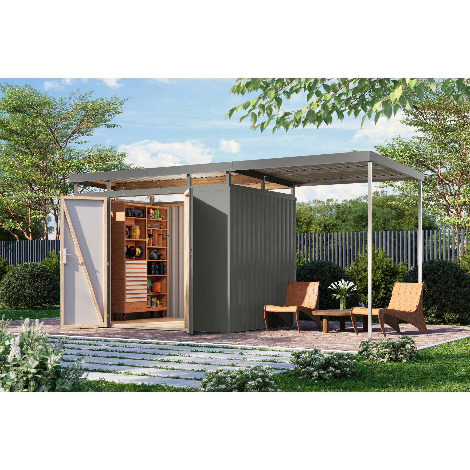 Metallgerätehaus-Set 'Daro 3' graualuminium 497 x 239 x 209 cm