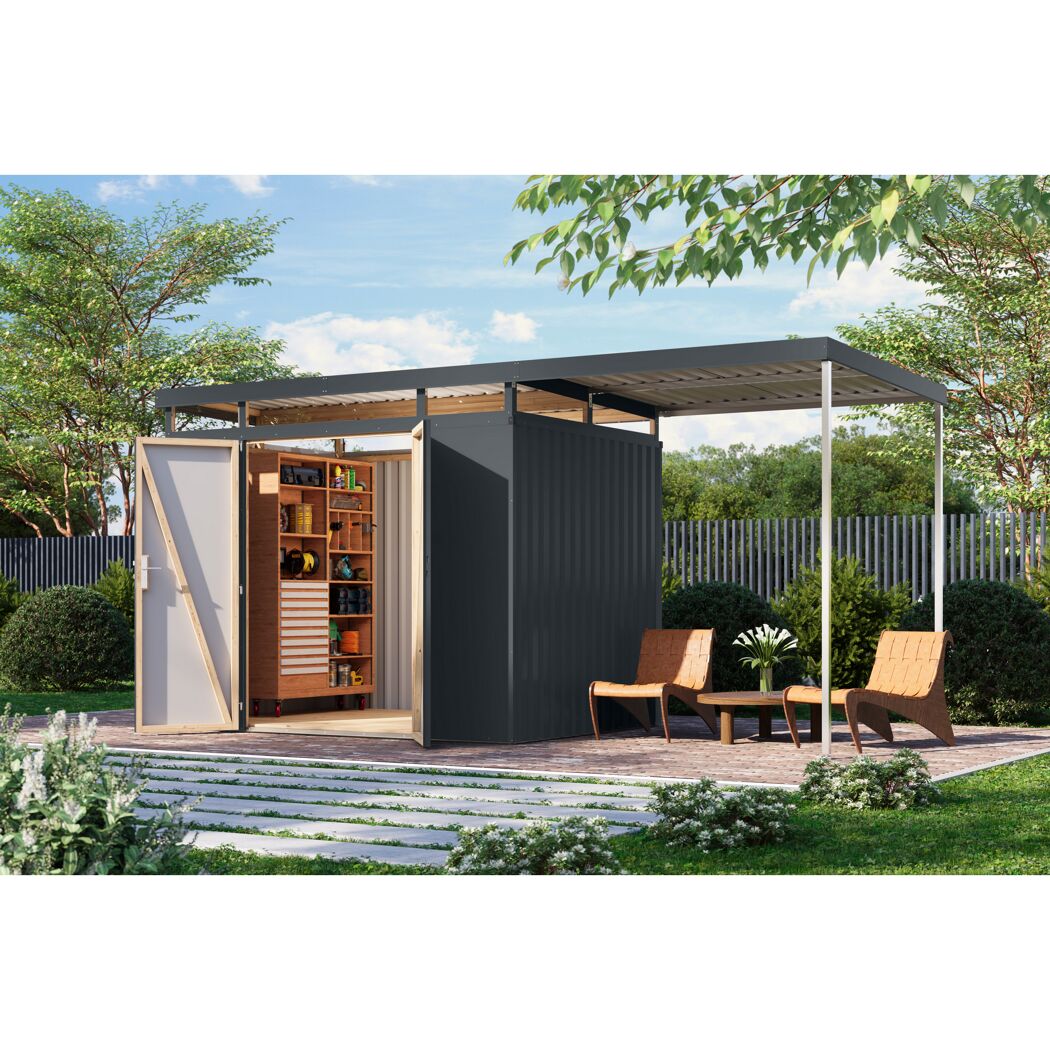 Metallgerätehaus-Set 'Daro 3' anthrazit 497 x 239 x 209 cm