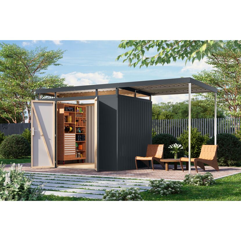 Metallgerätehaus-Set 'Daro 3' anthrazit 497 x 239 x 209 cm