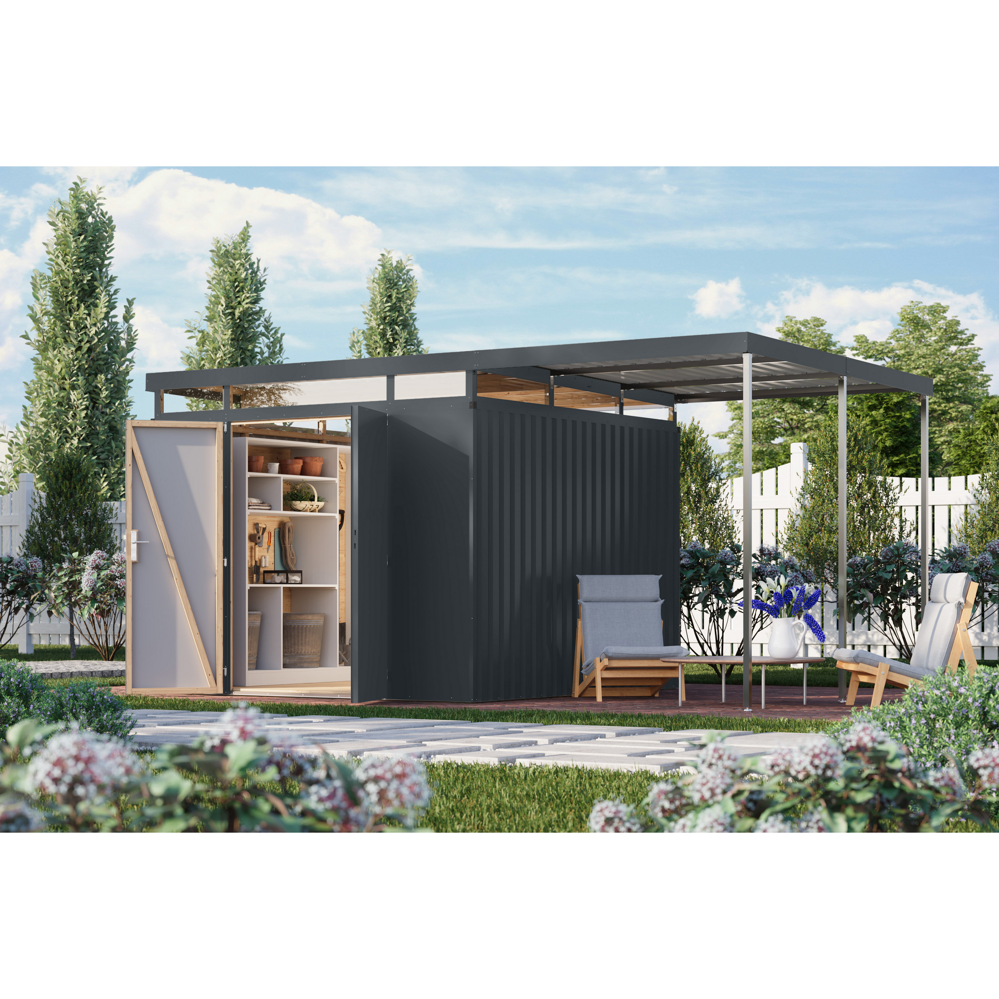 Metallgerätehaus-Set 'Daro 3,5' anthrazit 497 x 239 x 292 cm