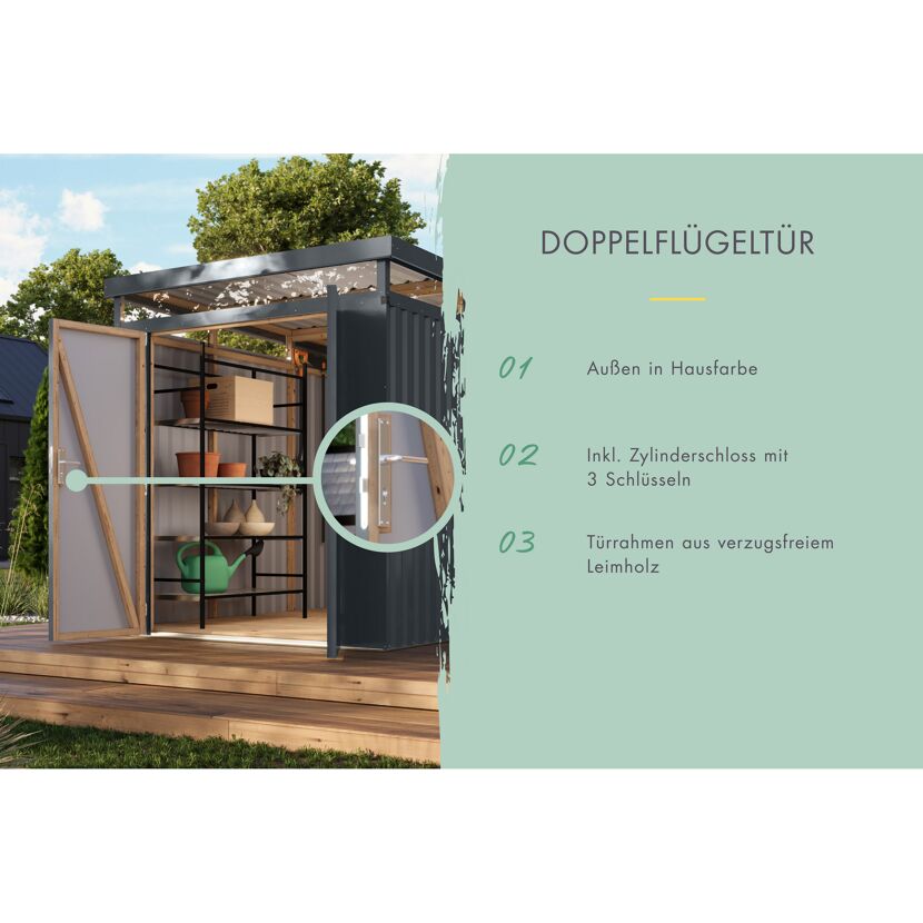 Metallgerätehaus-Set 'Daro 3,5' anthrazit 497 x 239 x 292 cm