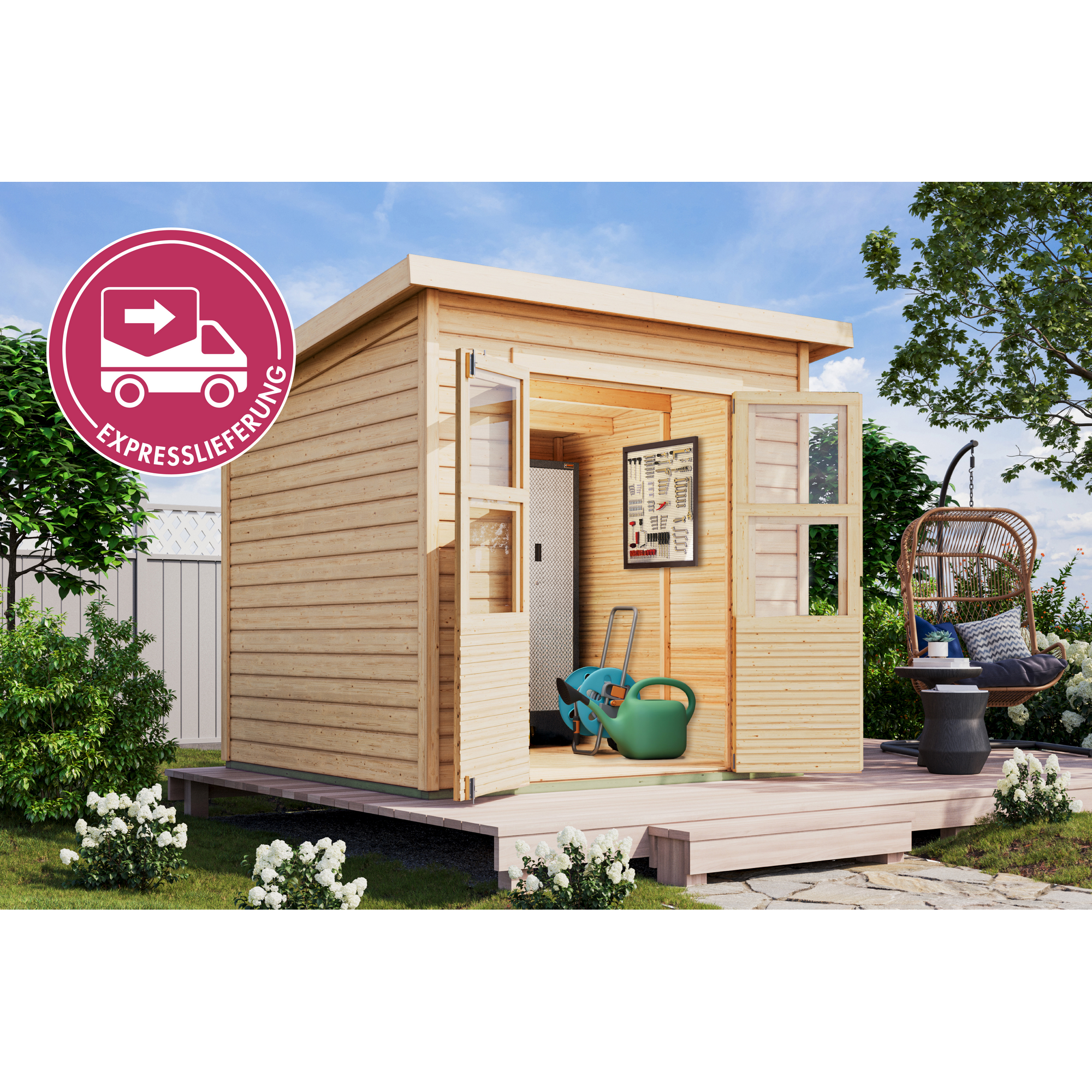 Gartenhaus 'Agil' Fichtenholz naturbelassen 212 x 219 x 214 cm