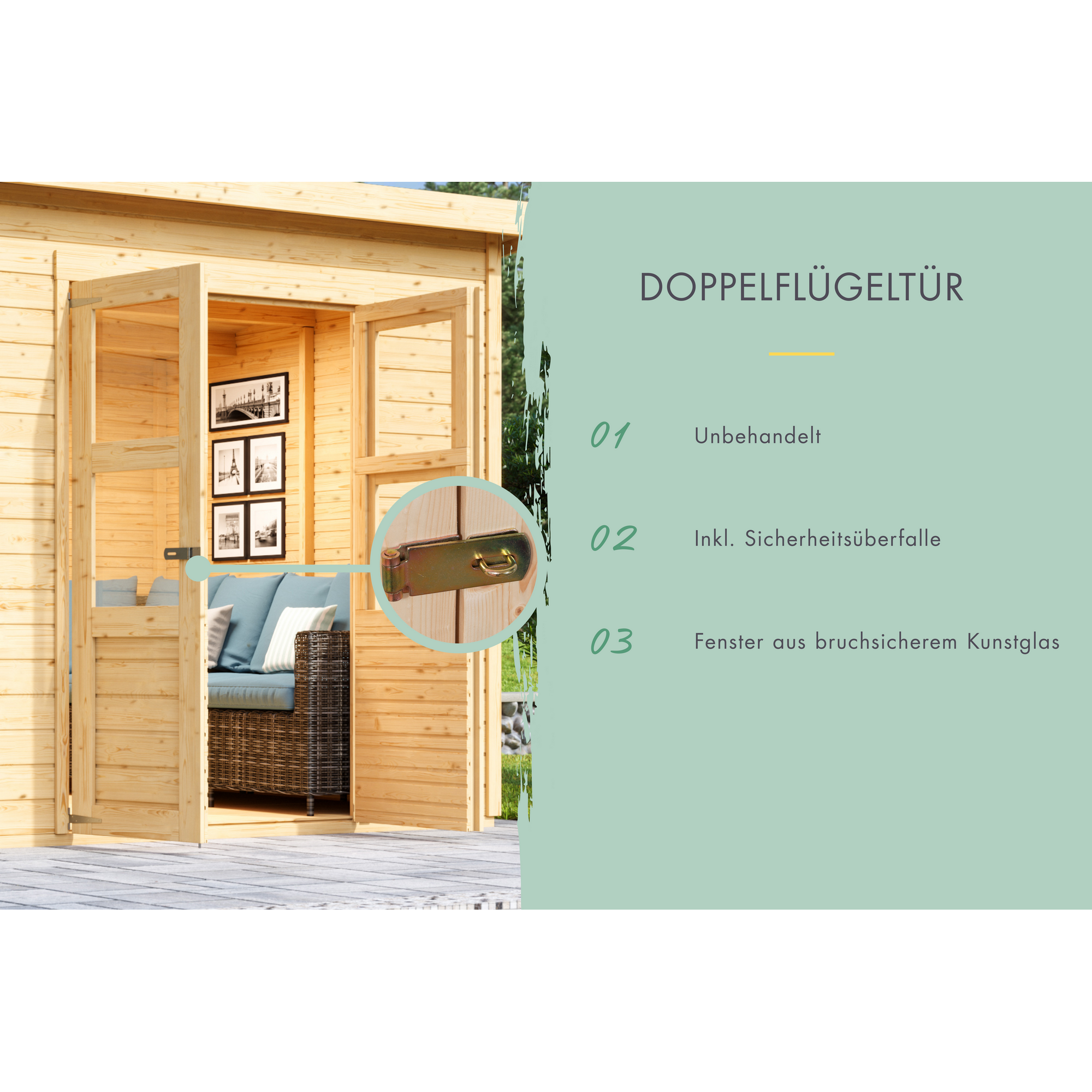 Gartenhaus 'Agil' Fichtenholz naturbelassen 212 x 219 x 214 cm