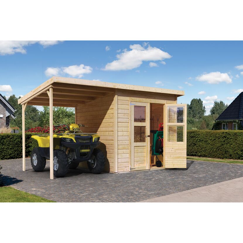Gartenhaus-Set 'Agil' Fichtenholz naturbelassen 370 x 219 x 214 cm