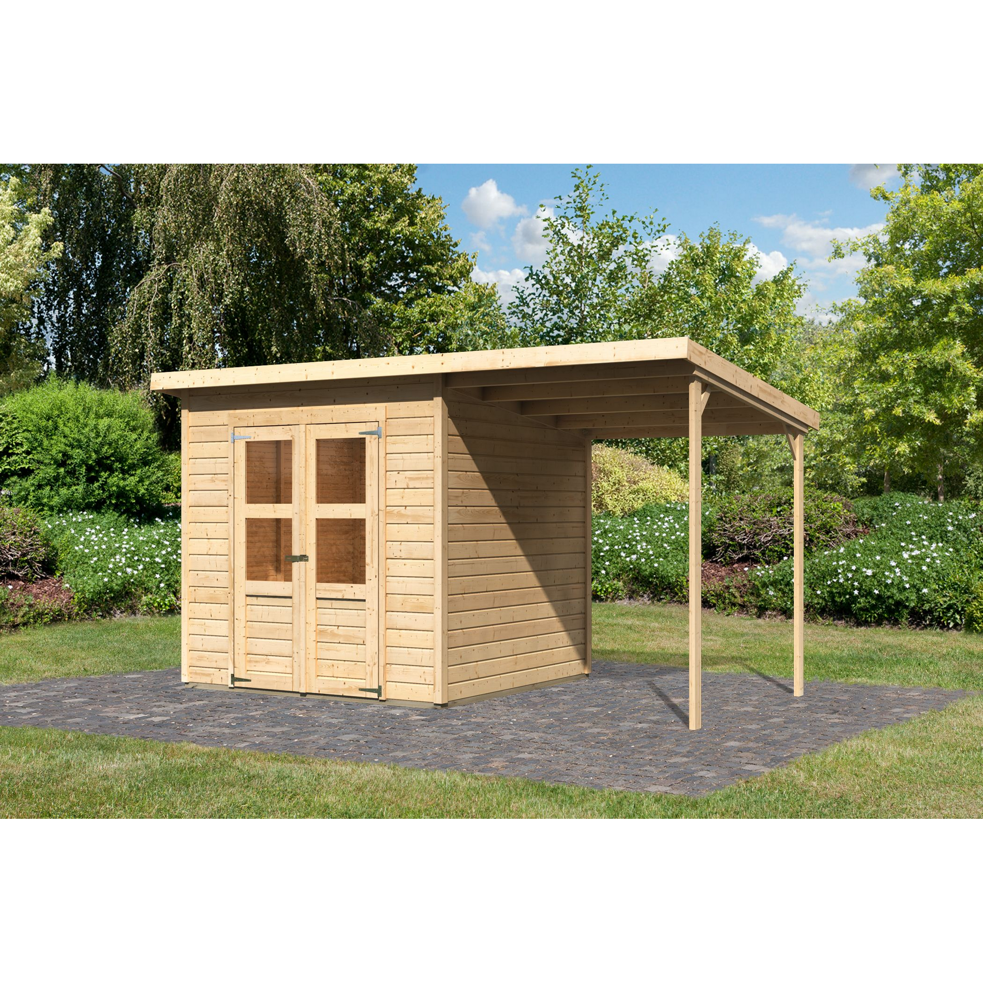Gartenhaus-Set 'Agil' Fichtenholz naturbelassen 370 x 219 x 214 cm