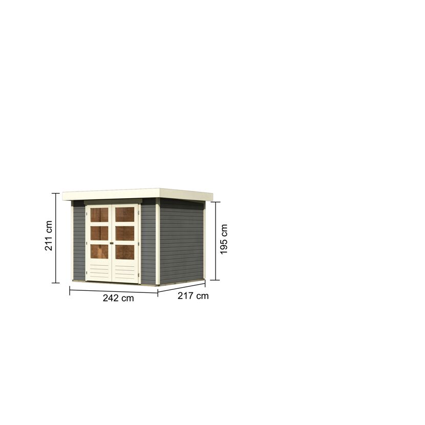 Gartenhaus 'Blitz' Fichtenholz terragrau 242 x 211 x 217 cm