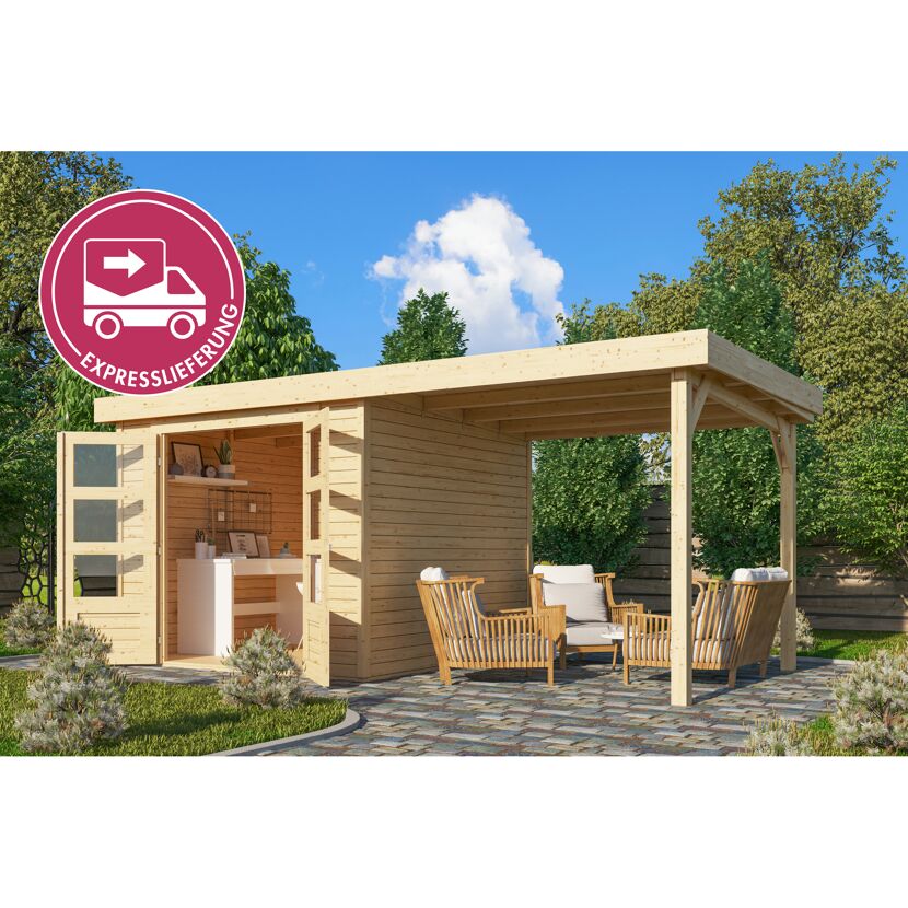 Gartenhaus-Set 'Blitz' Fichtenholz naturbelassen 462 x 211 x 217 cm