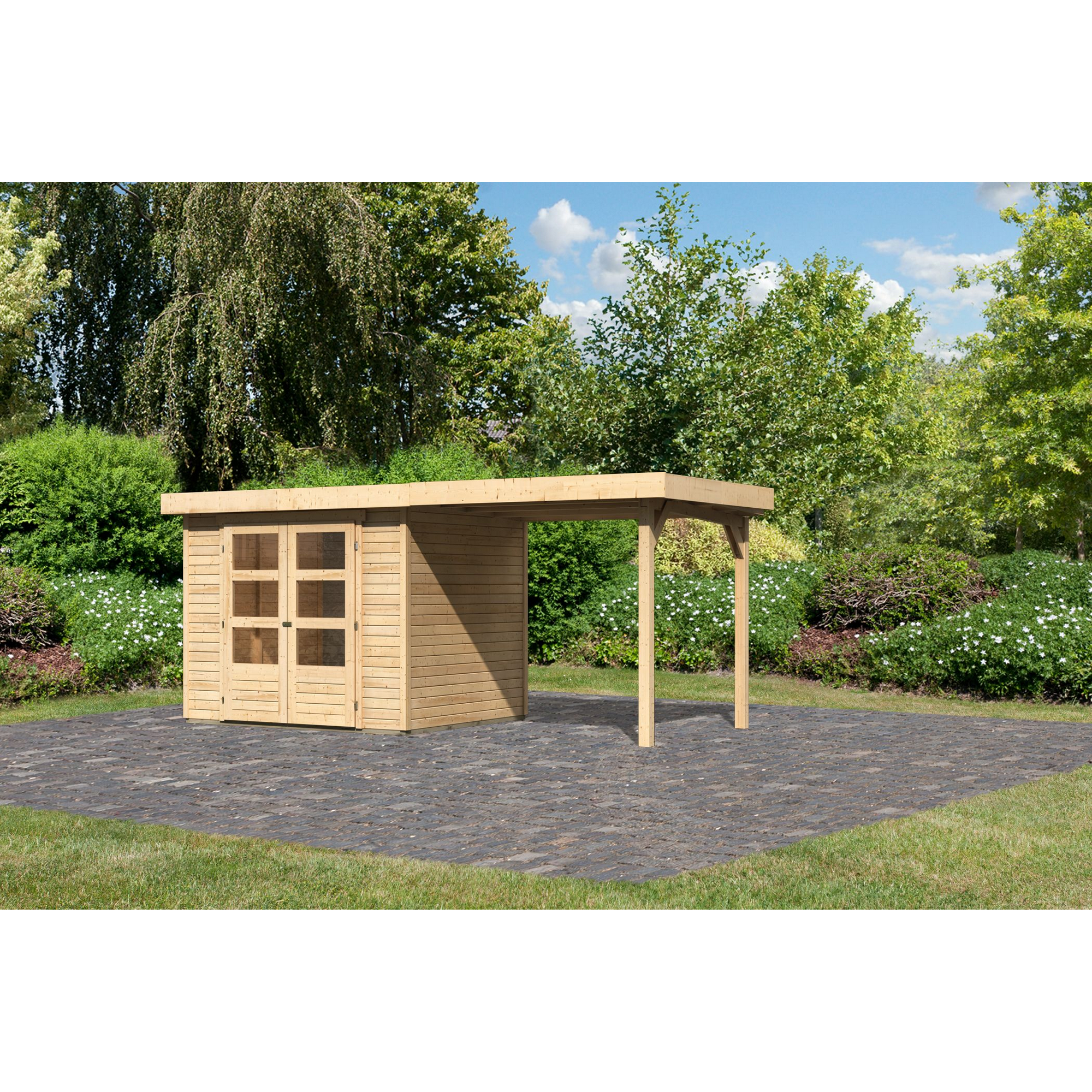 Gartenhaus-Set 'Blitz' Fichtenholz naturbelassen 462 x 211 x 217 cm