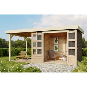 Gartenhaus-Set 'Blitz' Fichtenholz terragrau 462 x 211 x 217 cm
