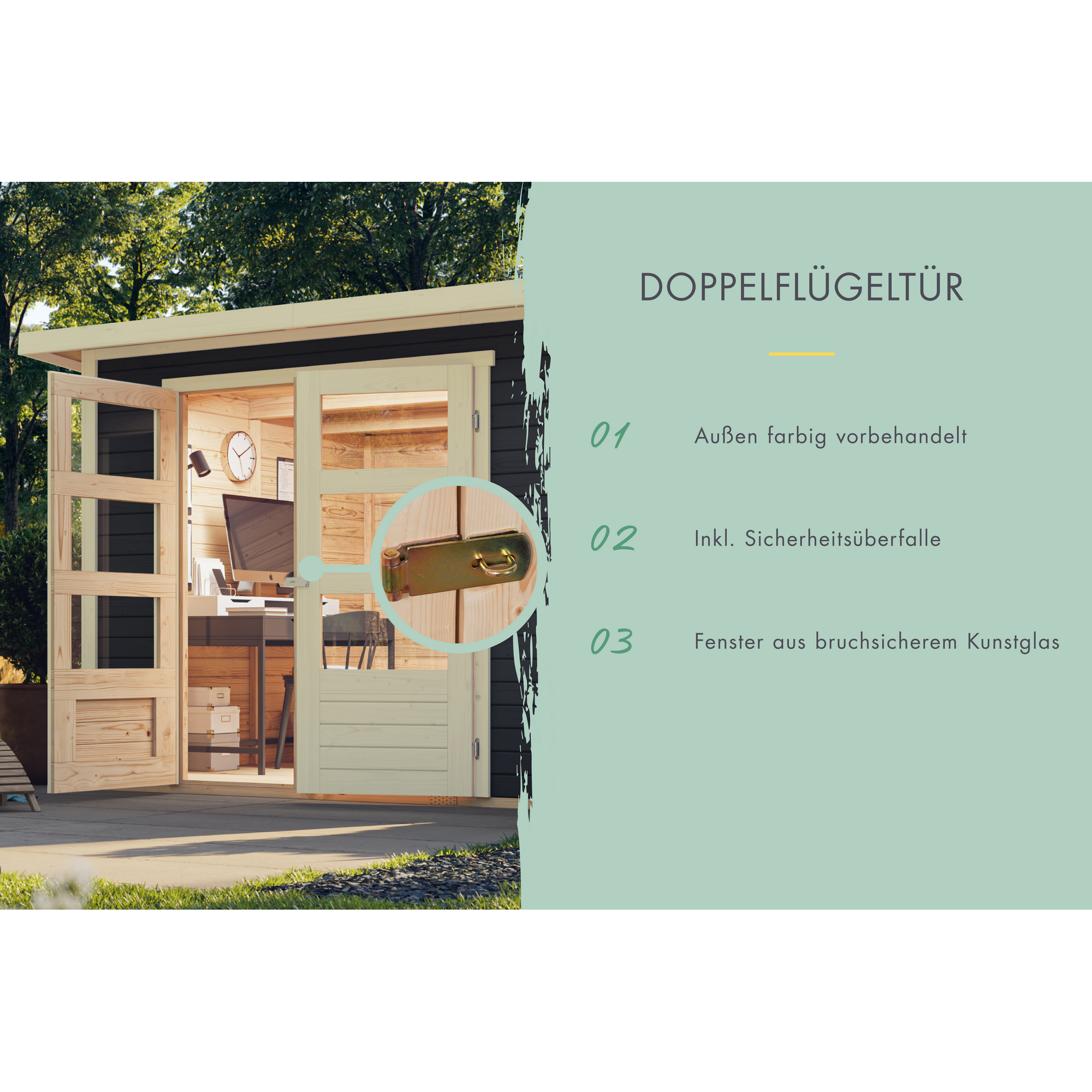 Gartenhaus-Set 'Blitz' Fichtenholz terragrau 462 x 211 x 217 cm