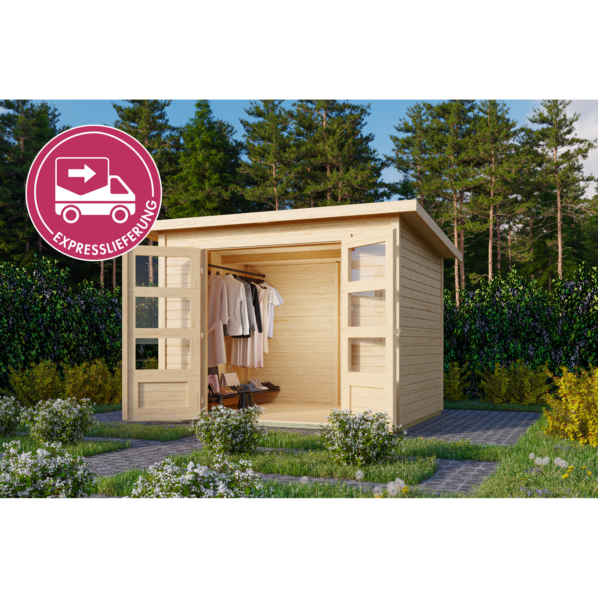 Gartenhaus 'Turbo' Fichtenholz naturbelassen 246 x 197 x 186 cm