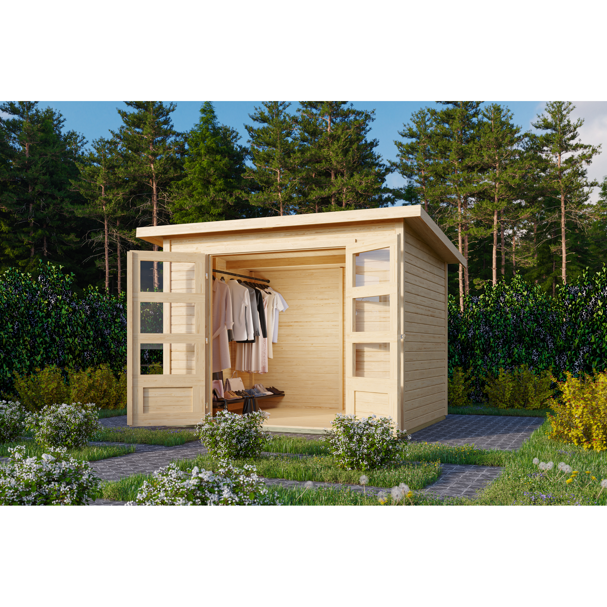 Gartenhaus 'Turbo' Fichtenholz naturbelassen 246 x 197 x 186 cm