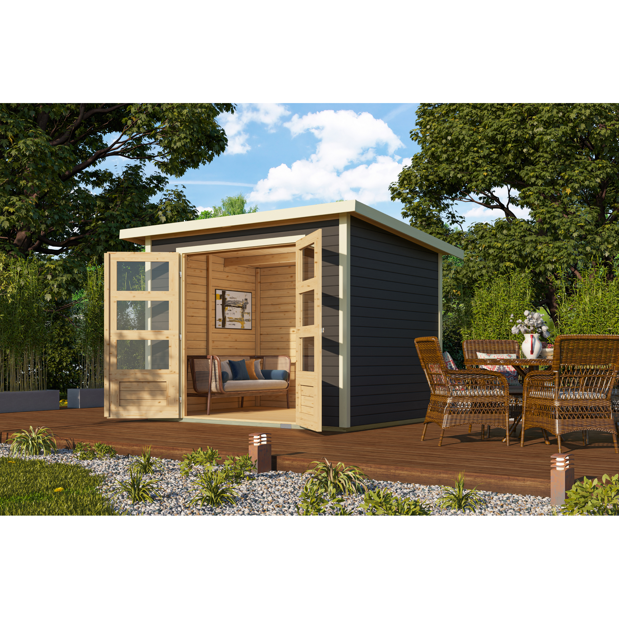 Gartenhaus 'Turbo' Fichtenholz terragrau 246 x 197 x 186 cm