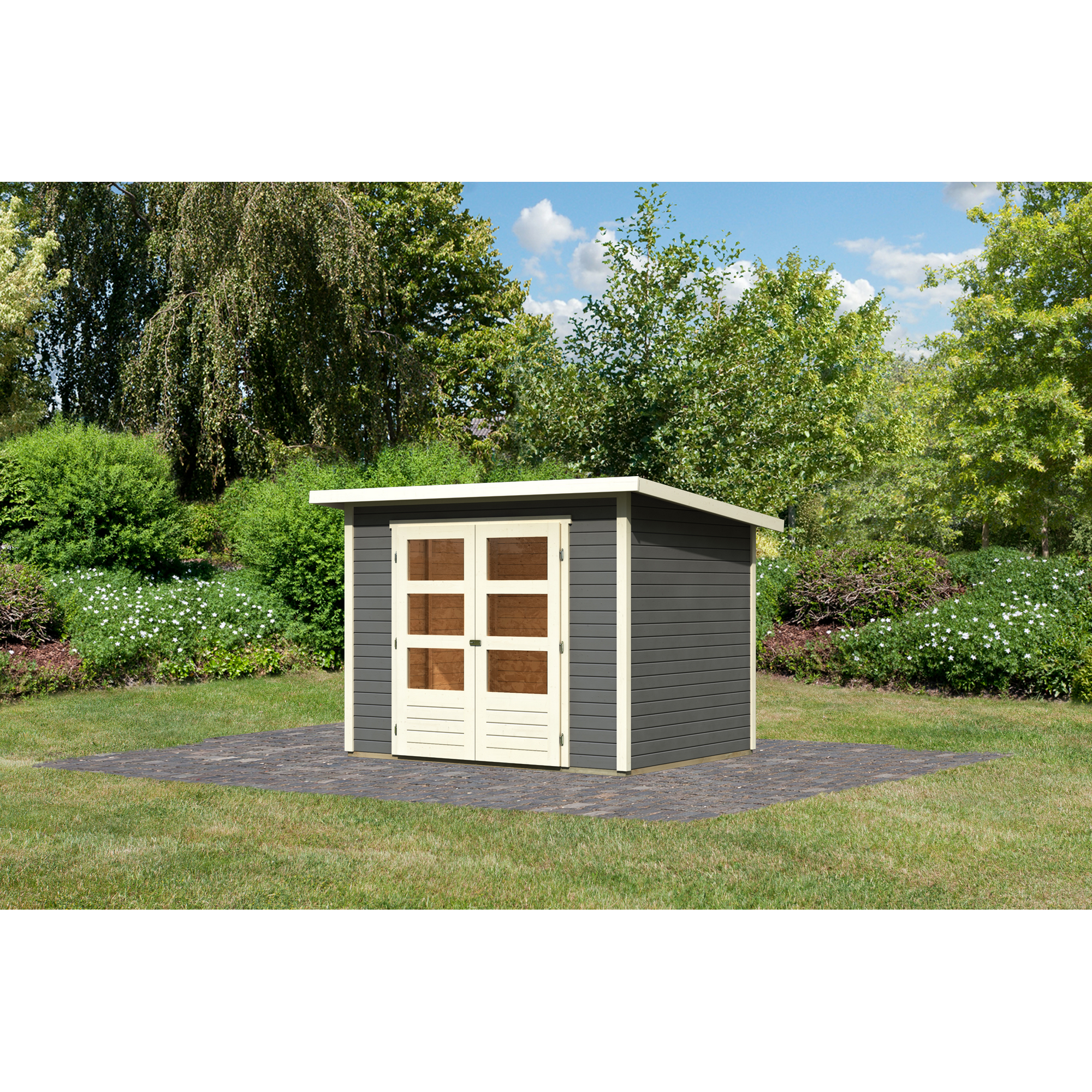 Gartenhaus 'Turbo' Fichtenholz terragrau 246 x 197 x 186 cm