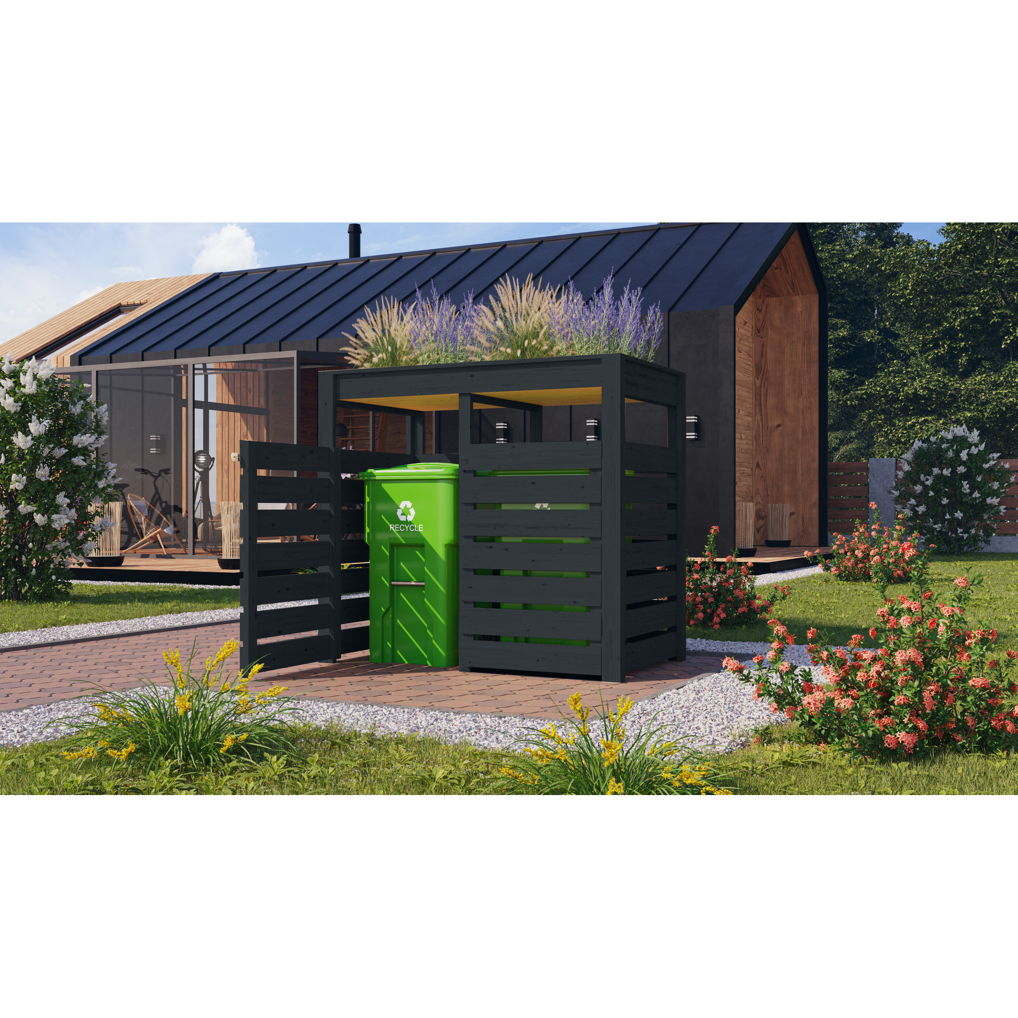Mülltonnenunterstand '2' mit Hochbeet anthrazit 158,2 x 142,6 x 87,6 cm