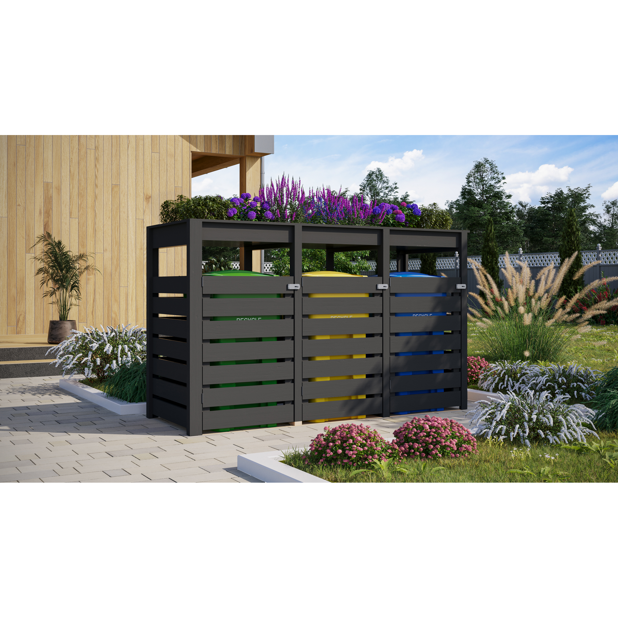 Mülltonnenunterstand '3' mit Hochbeet anthrazit 238 x 142,6 x 87,6 cm