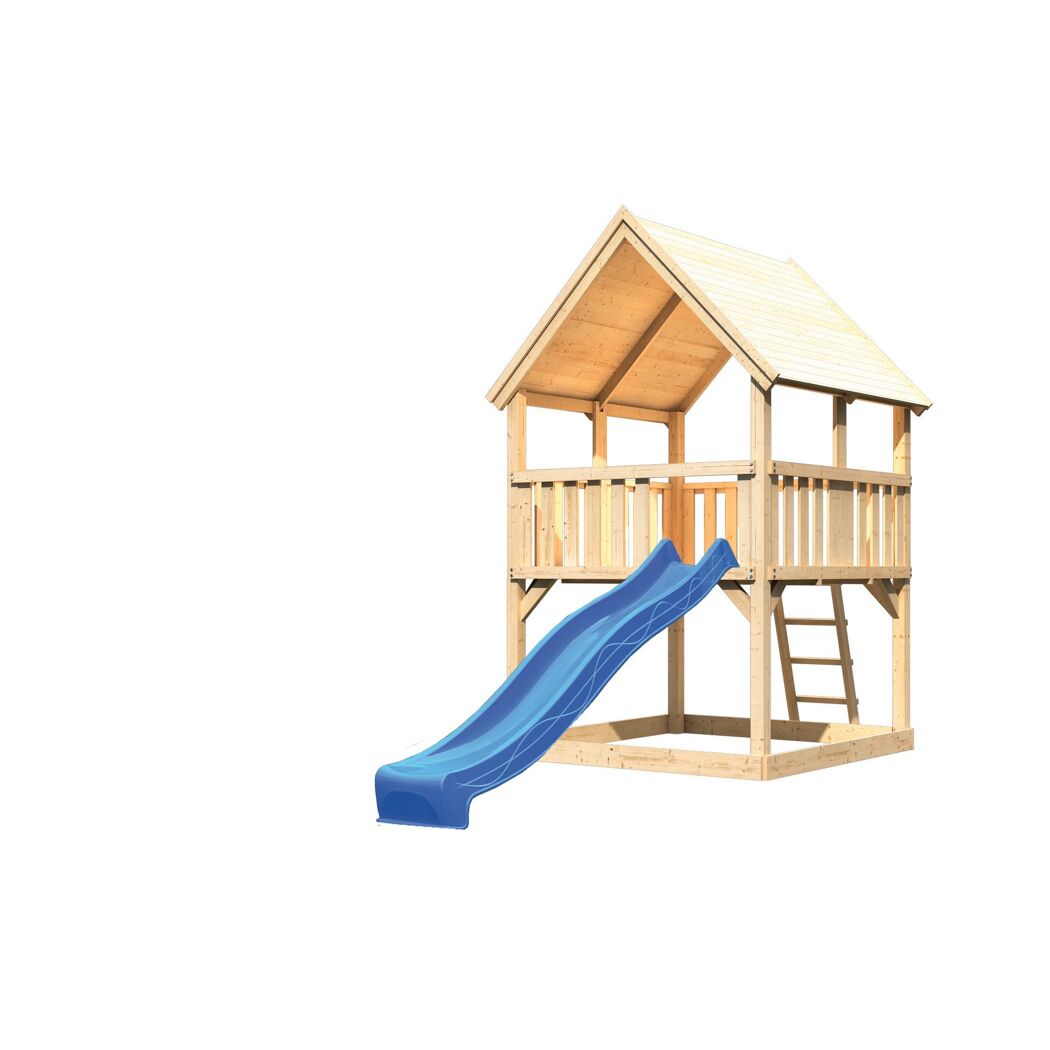 Spielturm 'Ida' naturbelassen mit Rutsche blau 200 x 394 x 345 cm