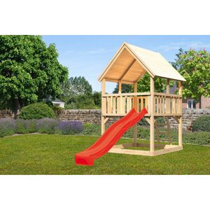Spielturm 'Ida' naturbelassen mit Rutsche rot 200 x 394 x 345 cm