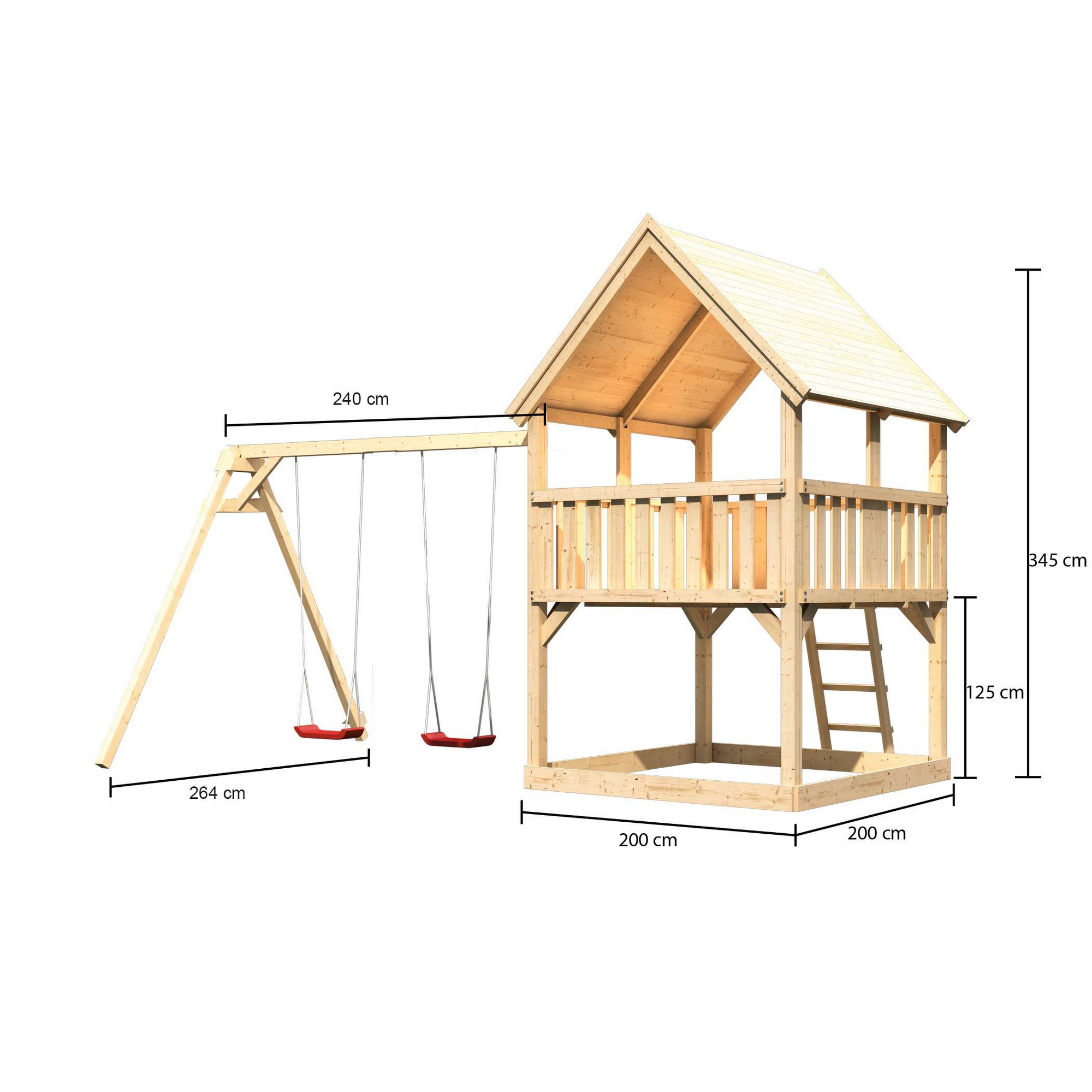 Spielturm 'Ida' naturbelassen mit Doppelschaukel 440 x 264 x 345 cm