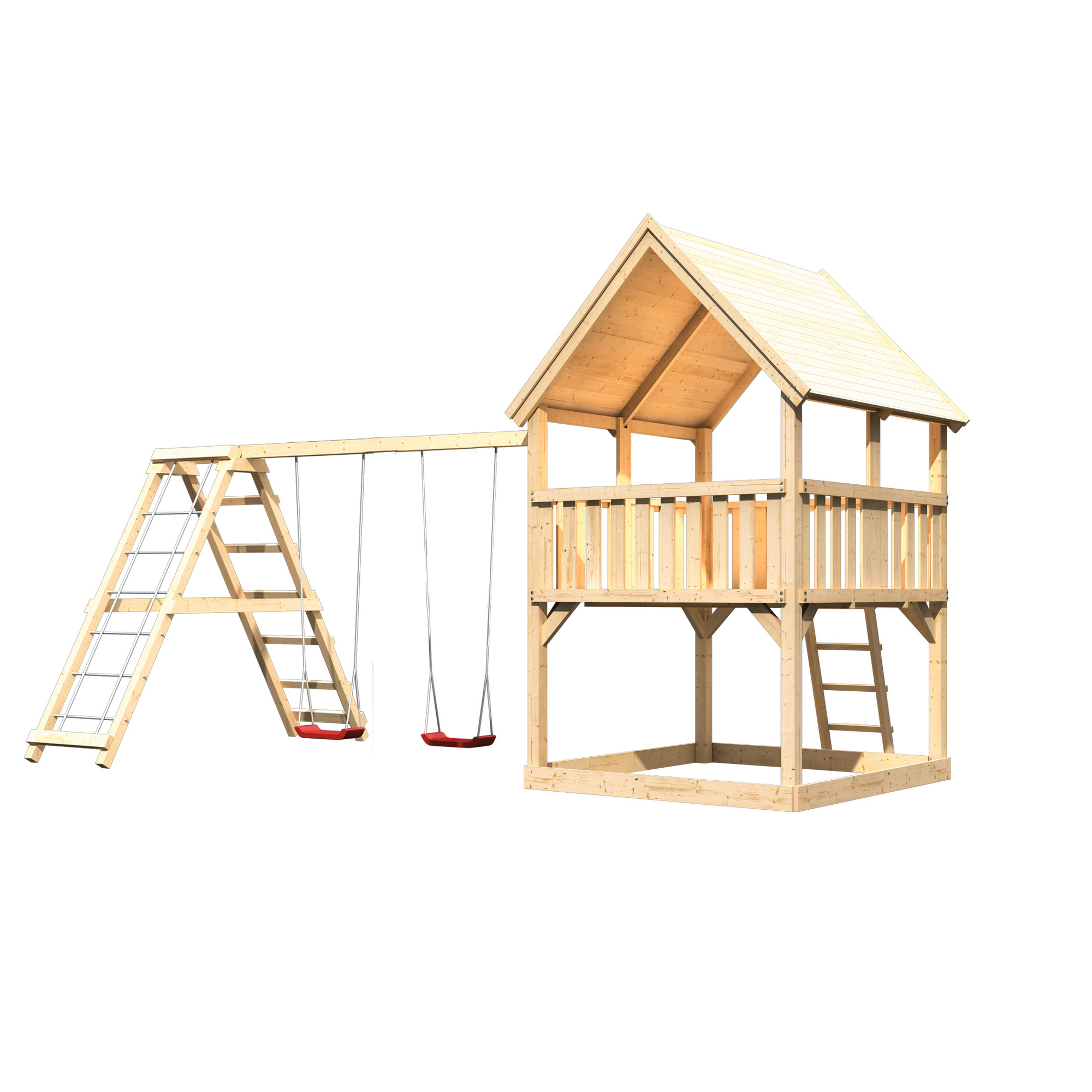 Spielturm 'Ida' naturbelassen mit Doppelschaukel, Klettergerüst 508 x 264 x 345 cm