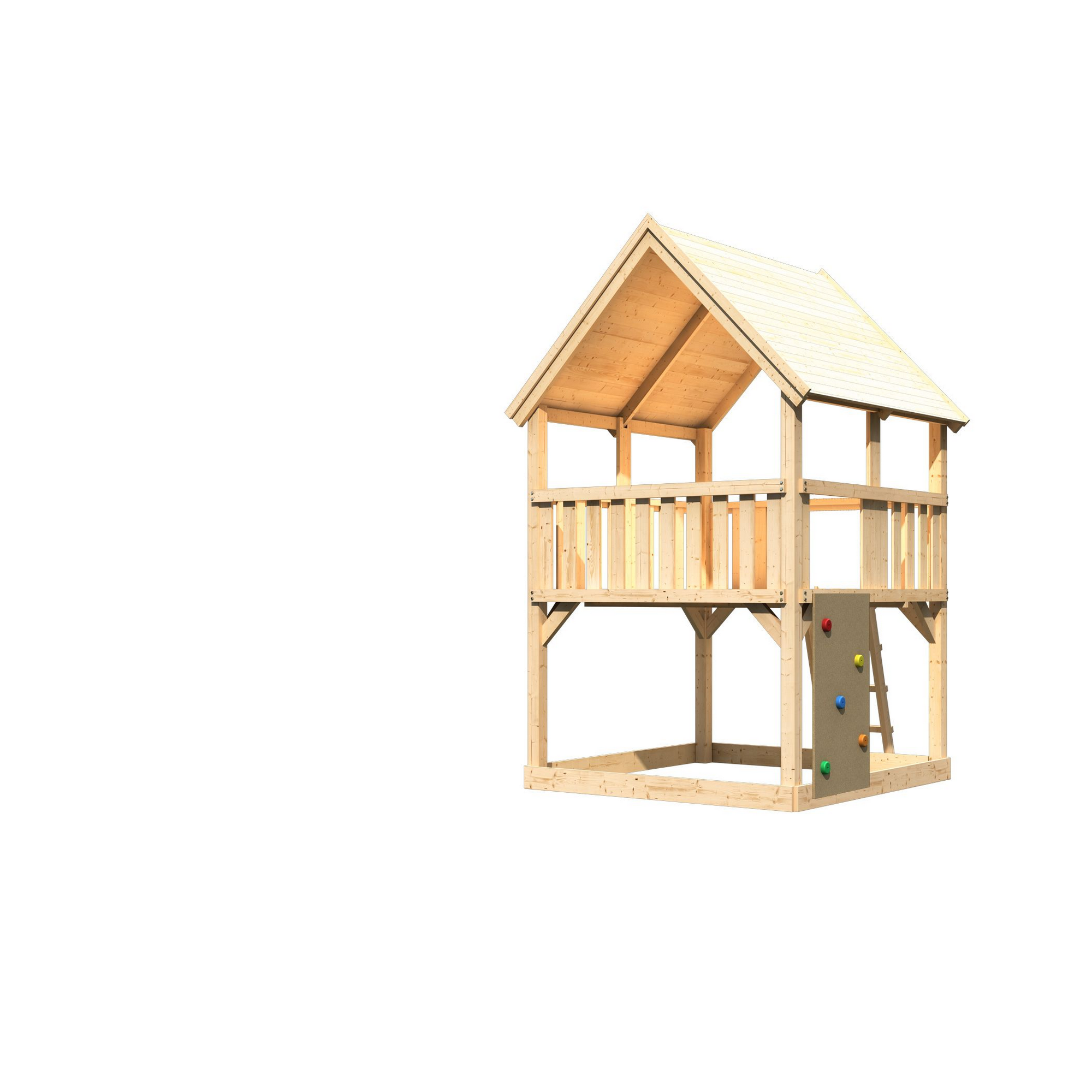 Spielturm 'Ida' naturbelassen mit Kletterwand 200 x 200 x 345 cm