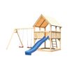 Spielturm 'Ida' naturbelassen mit Rutsche blau, Doppelschaukel 440 x 394 x 345 cm
