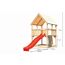 Spielturm 'Ida' naturbelassen mit Kletterwand, Rutsche rot 200 x 394 x 345 cm