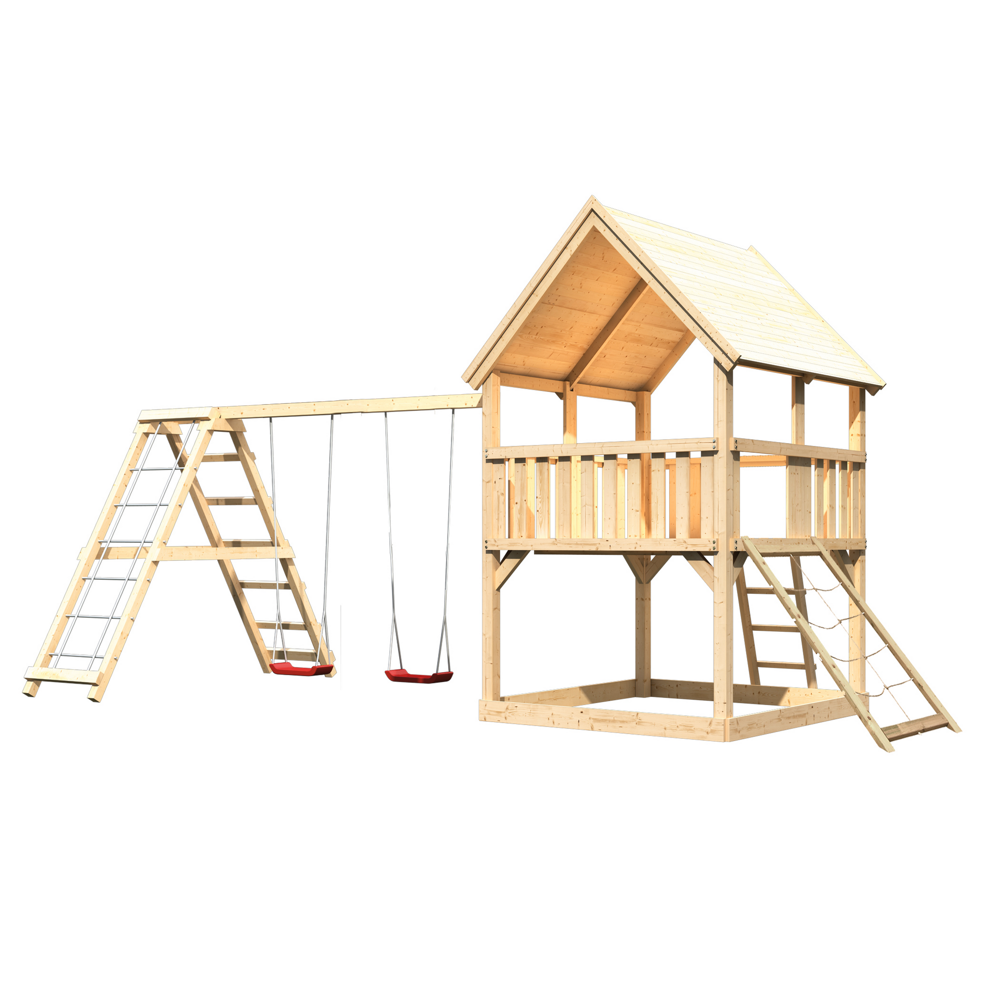 Spielturm 'Ida' naturbelassen mit Doppelschaukel, Klettergerüst 508 x 264 x 345 cm
