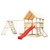 Spielturm 'Ida' naturbelassen mit Rutsche rot, Doppelschaukel 508 x 394 x 345 cm