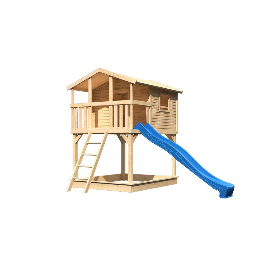 Stelzenhaus 'Ciana' naturbelassen mit Rutsche blau 440 x 244 x 309 cm