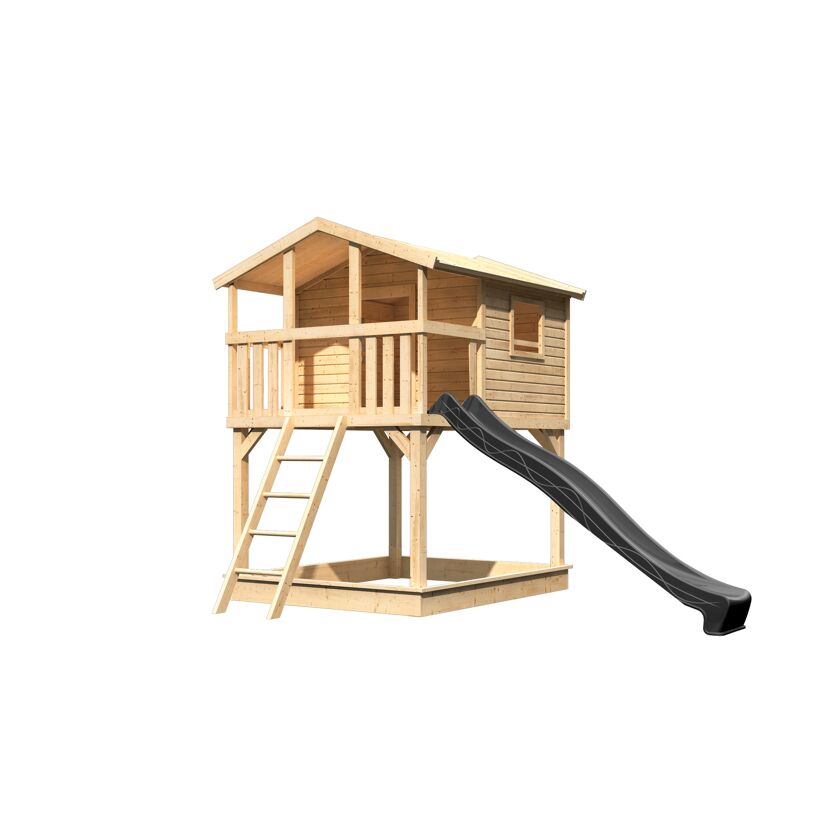 Stelzenhaus 'Ciana' naturbelassen mit Rutsche anthrazit 440 x 244 x 309 cm
