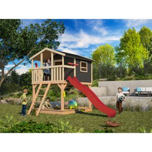 Stelzenhaus 'Ciana' terragrau mit Rutsche rot 440 x 244 x 309 cm