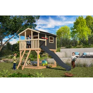 Stelzenhaus 'Ciana' terragrau mit Rutsche anthrazit 440 x 244 x 309 cm