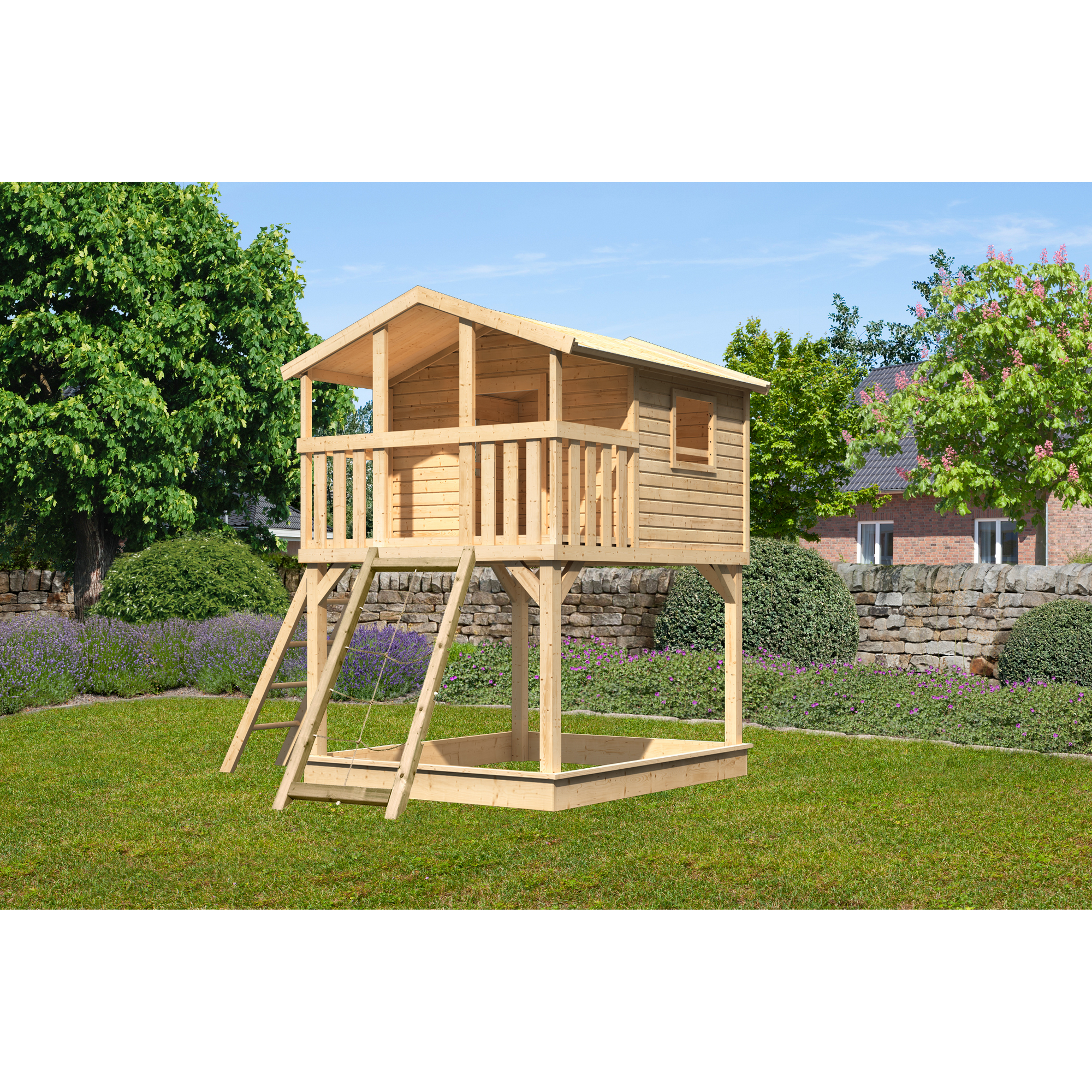 Stelzenhaus 'Ciana' naturbelassen mit Netzrampe 198 x 244 x 309 cm