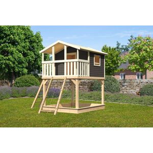 Stelzenhaus 'Ciana' terragrau mit Netzrampe 198 x 244 x 309 cm