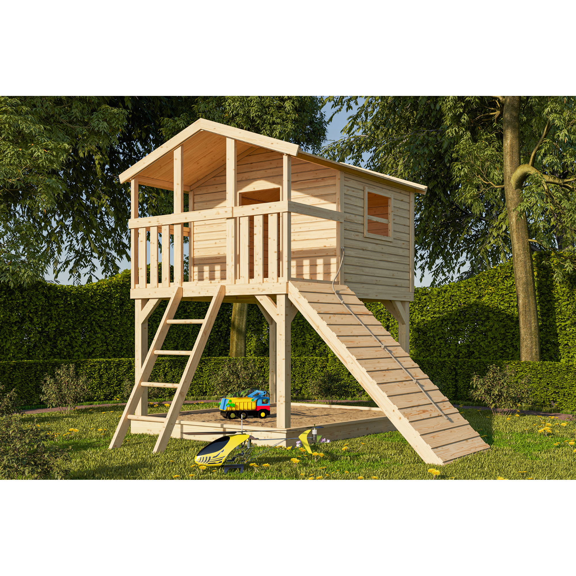 Stelzenhaus 'Ciana' naturbelassen mit Holzrampe 198 x 244 x 309 cm