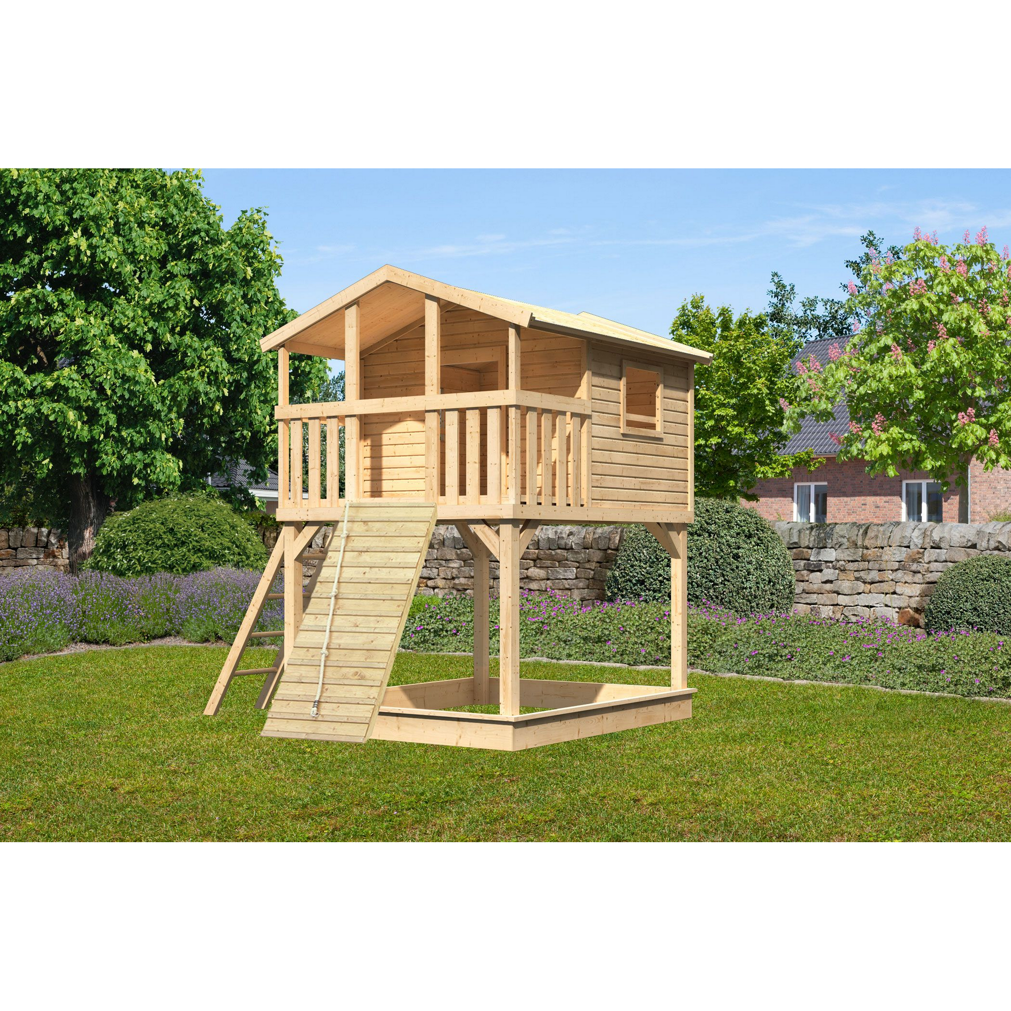 Stelzenhaus 'Ciana' naturbelassen mit Holzrampe 198 x 244 x 309 cm