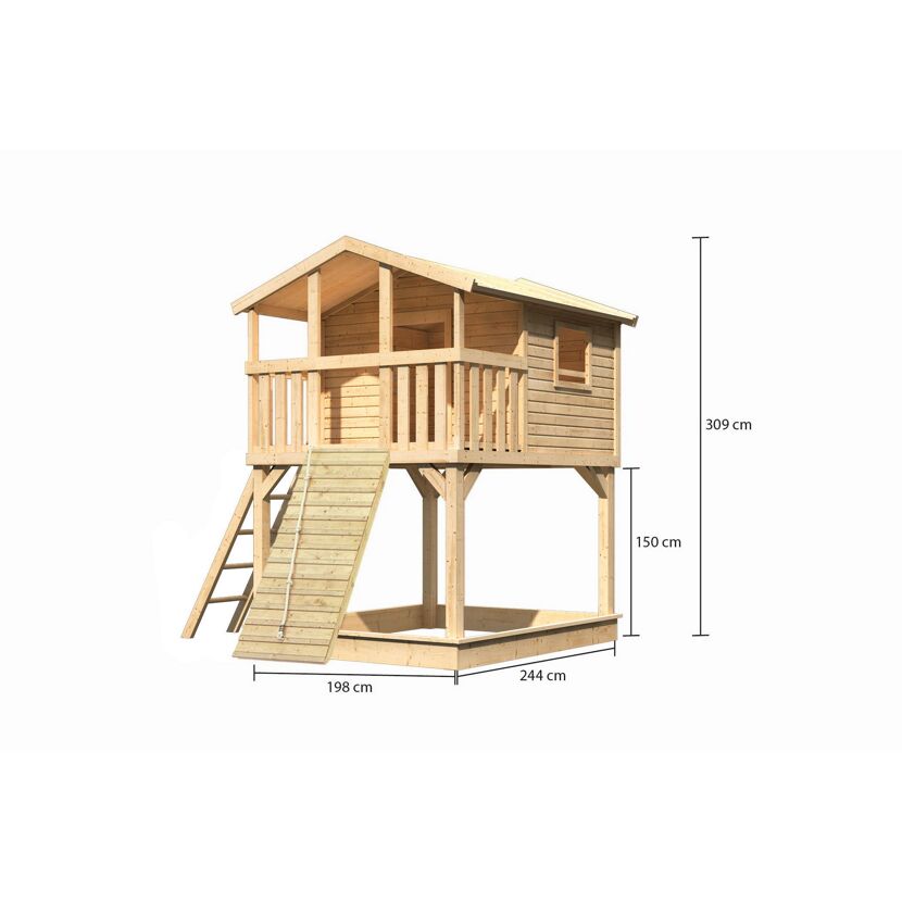 Stelzenhaus 'Ciana' naturbelassen mit Holzrampe 198 x 244 x 309 cm