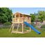 Stelzenhaus 'Ciana' naturbelassen mit Netzrampe, Rutsche blau 440 x 244 x 309 cm