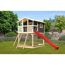 Stelzenhaus 'Ciana' terragrau mit Netzrampe, Rutsche rot 440 x 244 x 309 cm