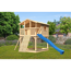 Stelzenhaus 'Ciana' naturbelassen mit Holzrampe, Rutsche blau 440 x 244 x 309 cm